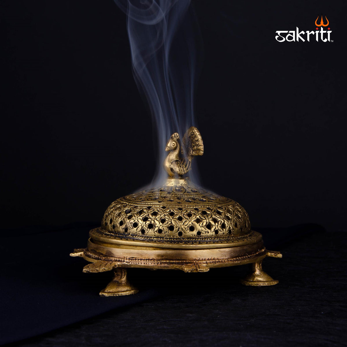 Brass Tortoise Dhoopkal – 4.6 Inch | Incense Cone Holder with Turtle Base for Home Temple & Meditation