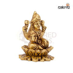 Brass Lotus Lakshmi – 3 Inch | Lakshmi Idol on Lotus for Pooja Room, Office Desk & Prosperity Blessings