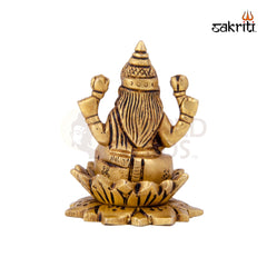 Brass Lotus Lakshmi – 3 Inch | Lakshmi Idol on Lotus for Pooja Room, Office Desk & Prosperity Blessings