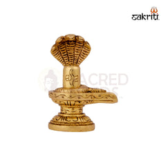 Brass Shiva Lingam with Snake – 2.8 Inch | Small Shivling Idol with Serpent for Home Mandir & Meditation