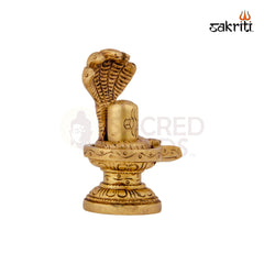 Brass Shiva Lingam with Snake – 2.8 Inch | Small Shivling Idol with Serpent for Home Mandir & Meditation