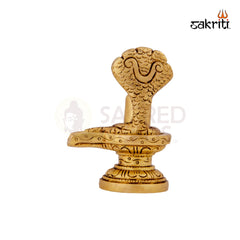 Brass Shiva Lingam with Snake – 2.8 Inch | Small Shivling Idol with Serpent for Home Mandir & Meditation