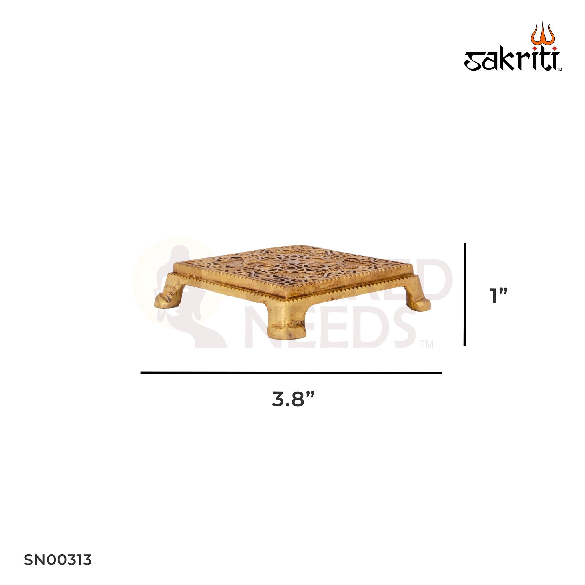 Brass Table – 1 Inch | Brass Pedestal Table for Ritual Use, Ideal for Keeping Idols & Diyas