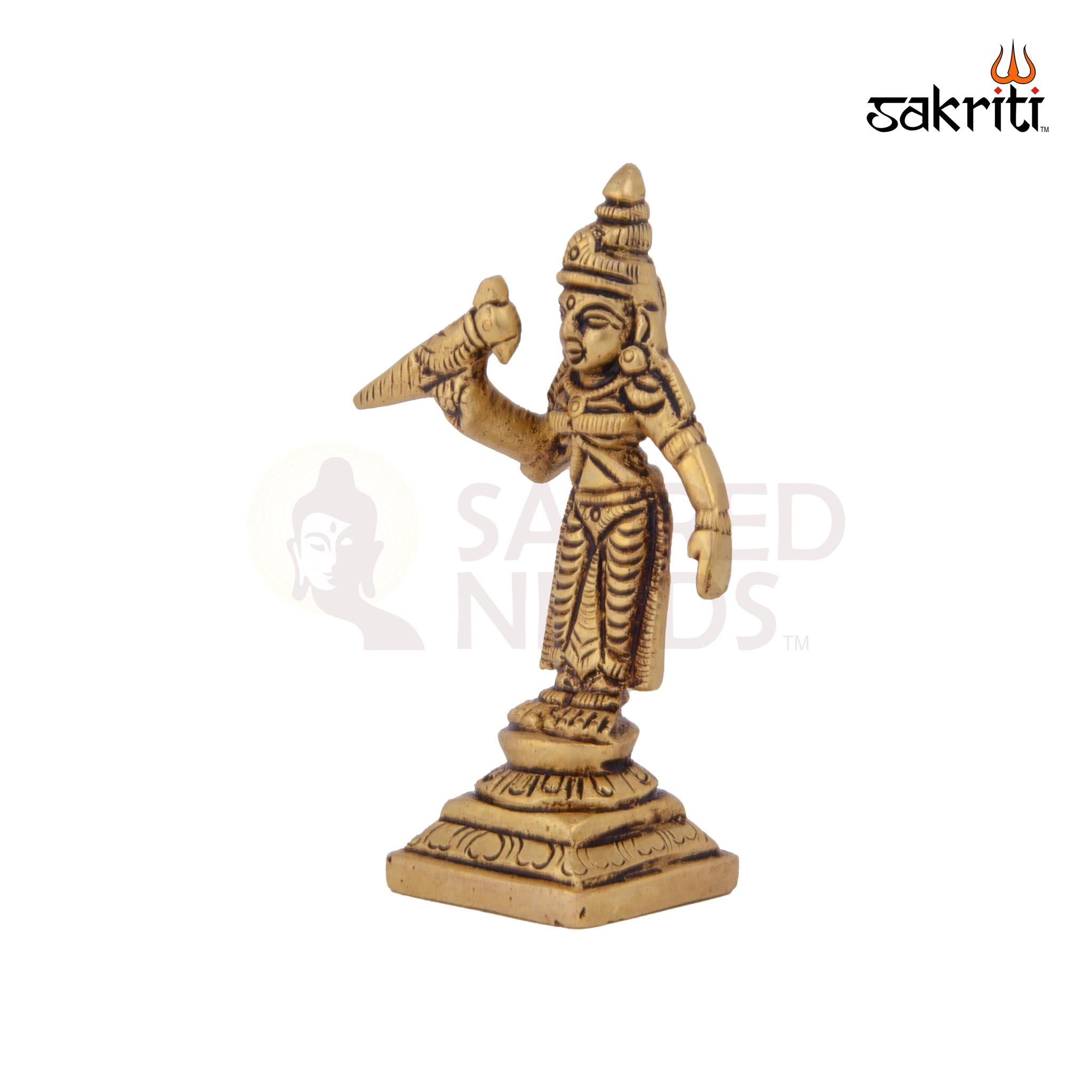 Brass Meenakshi – 3.5 Inch | Goddess Meenakshi Idol for Temple, Navratri & Pooja Mandap