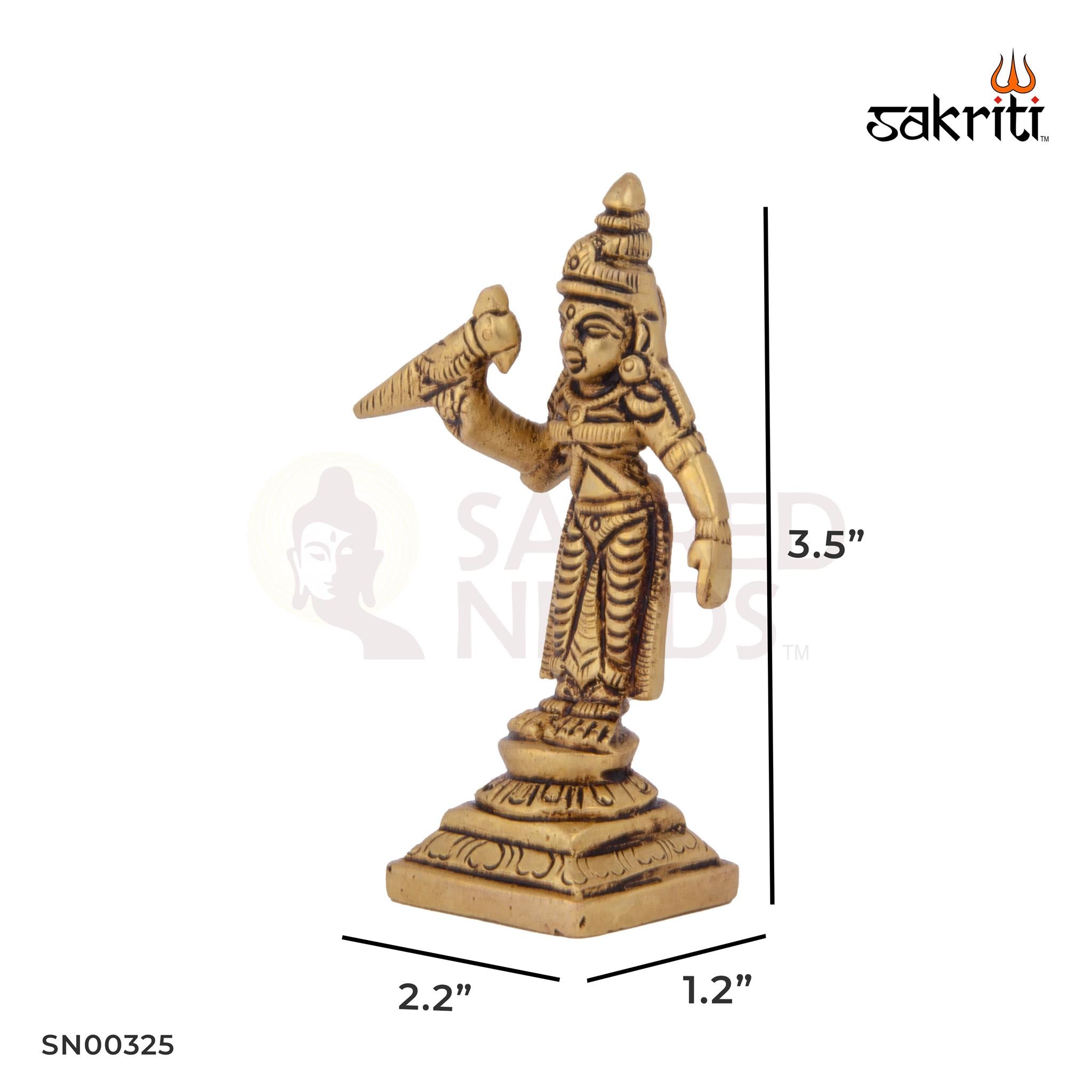 Brass Meenakshi – 3.5 Inch | Goddess Meenakshi Idol for Temple, Navratri & Pooja Mandap
