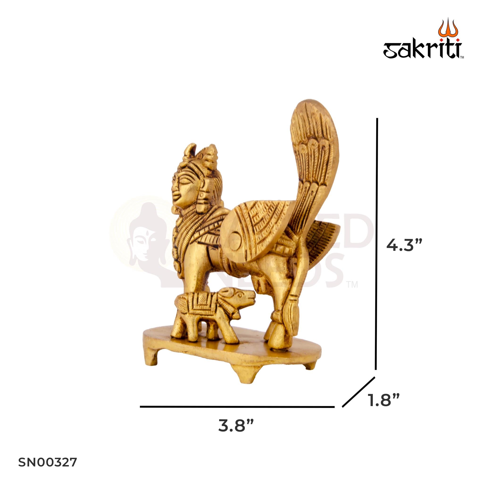 Brass Kamadhenu – 4.3 Inch | Cow & Calf Brass Idol for Prosperity, Home Temple & Office Decor