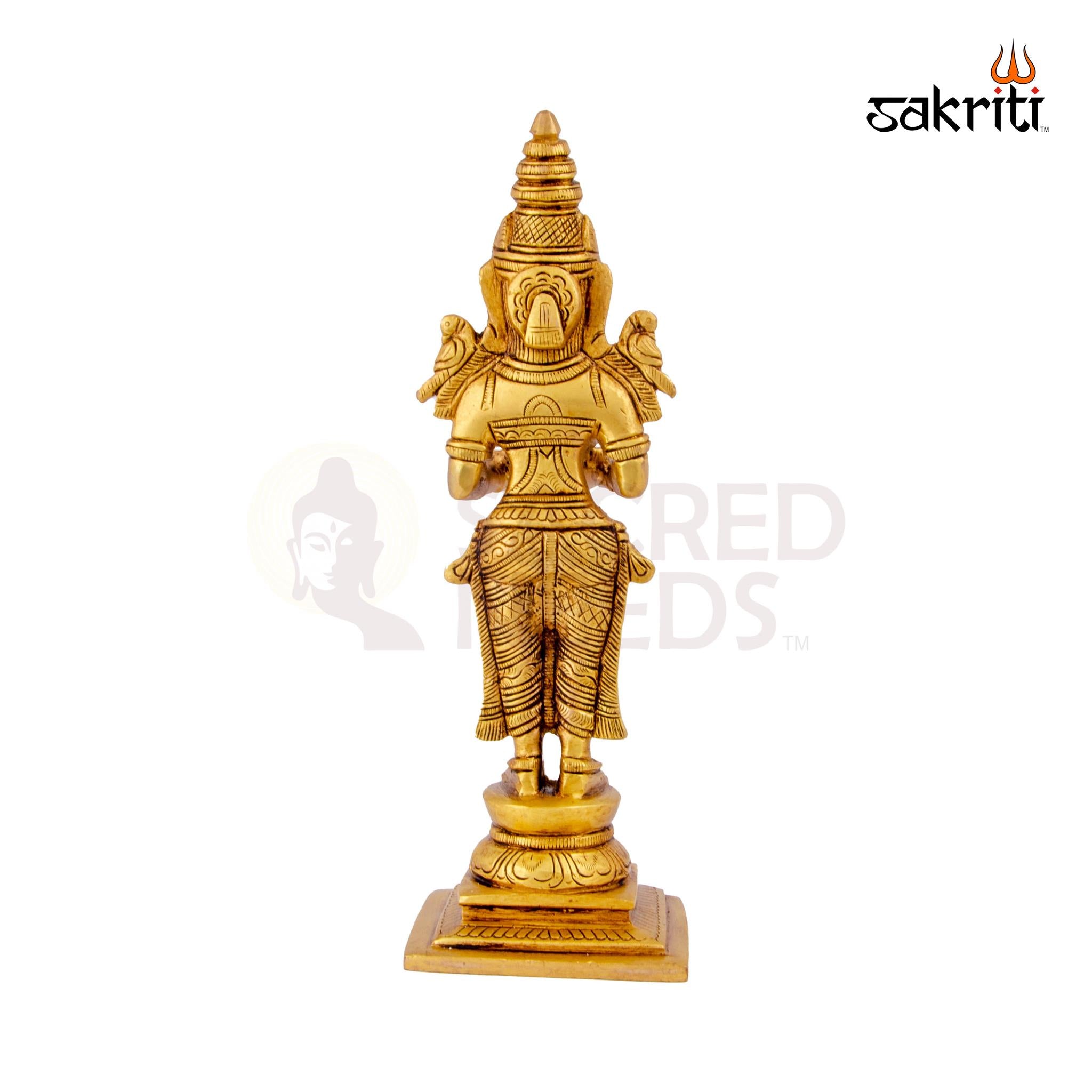 Brass Pavai Vilakku – 9.8 Inch Height | Traditional Brass Standing Lady Oil Lamp for Temple & Festival Use
