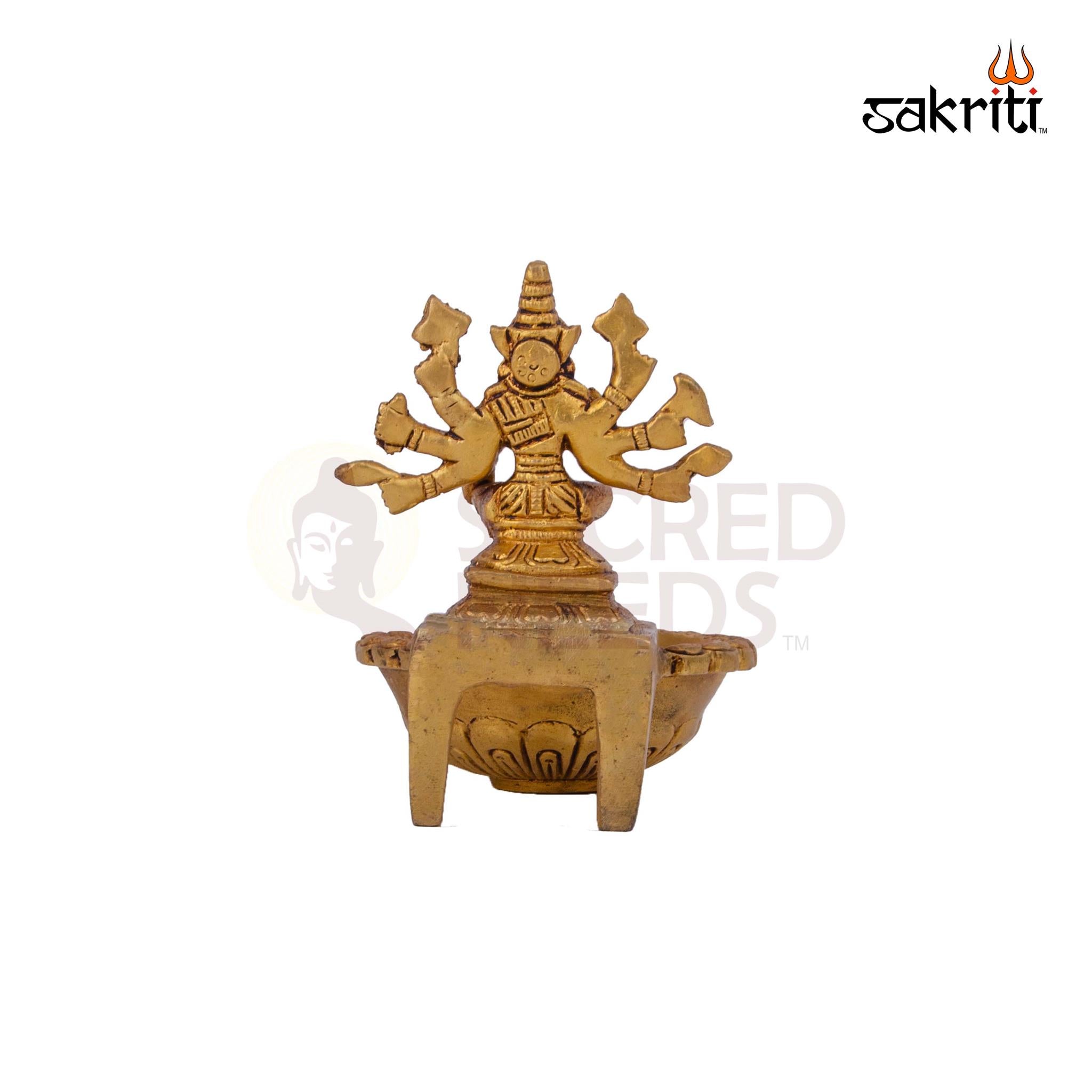 Brass Varahi Vilakku – 4.6 Inch Height | Goddess Varahi Brass Oil Lamp for Rituals, Navratri & Home Pooja
