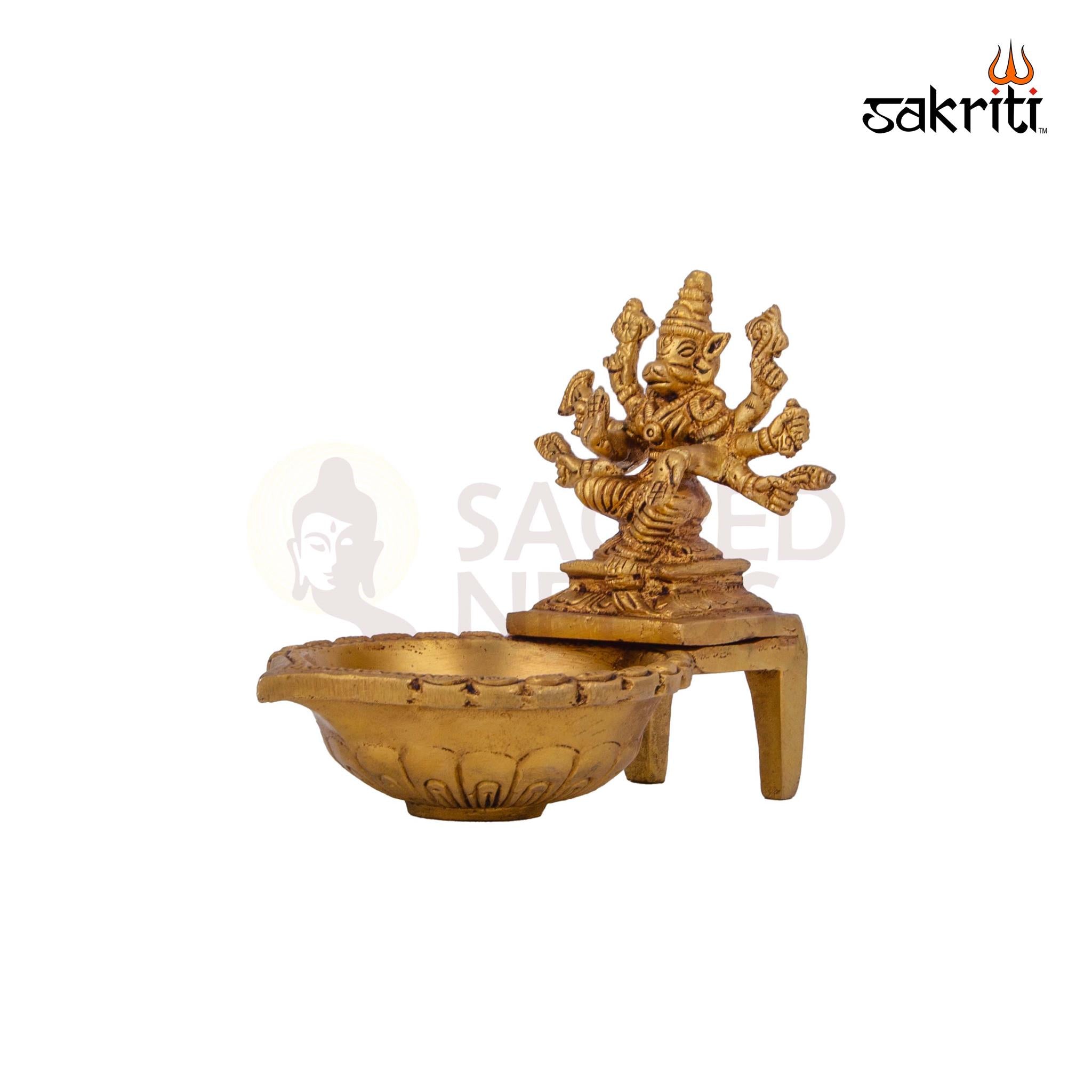 Brass Varahi Vilakku – 4.6 Inch Height | Goddess Varahi Brass Oil Lamp for Rituals, Navratri & Home Pooja