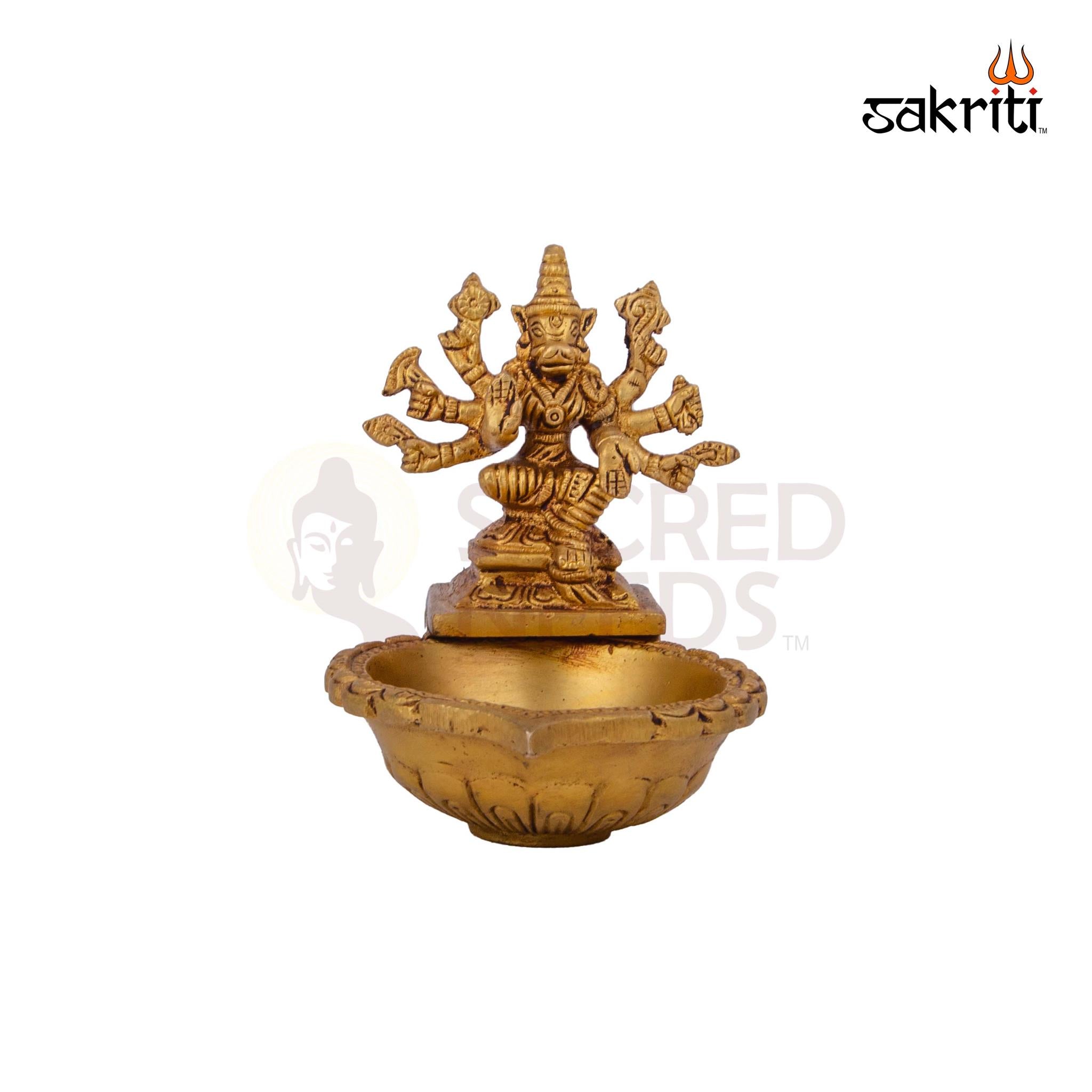 Brass Varahi Vilakku – 4.6 Inch Height | Goddess Varahi Brass Oil Lamp for Rituals, Navratri & Home Pooja