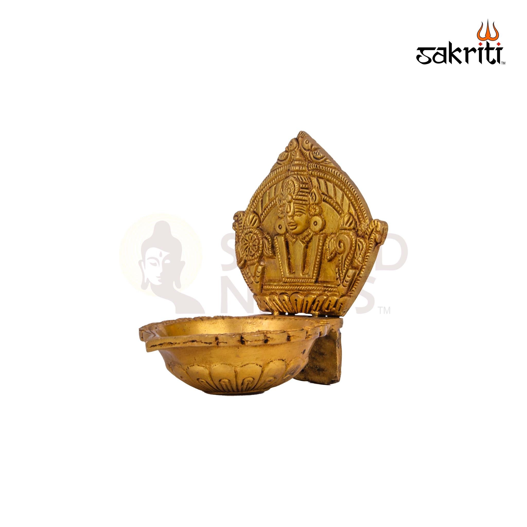 Brass Perumal Vilakku – 4.8 Inch Height | Lord Perumal Traditional Brass Deepam for Puja & Temple Decor