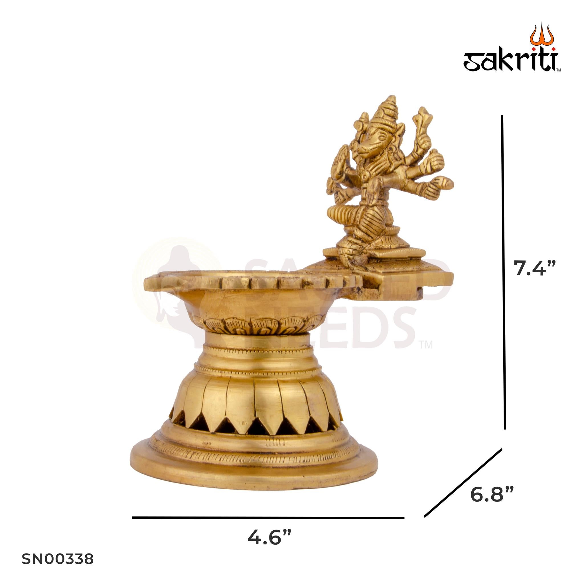 Brass Varahi Vilakku – 7.4 Inch Height | Large Brass Varahi Deepam for Religious Ceremonies & Spiritual Decor
