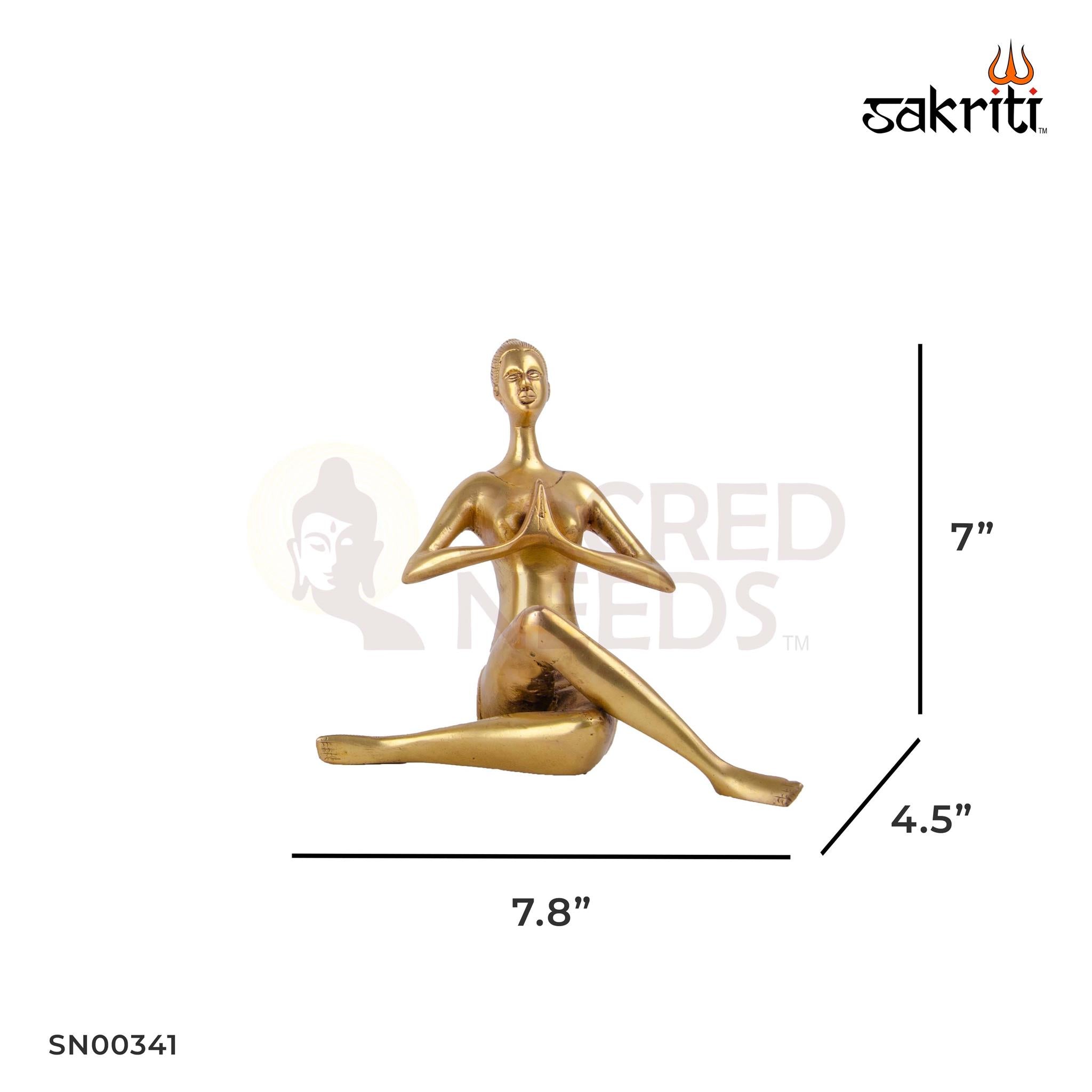 Brass Yoga Lady Set – 7 Inch Height | Set of 4 Yoga Pose Figurines in Brass for Wellness Decor & Gifting