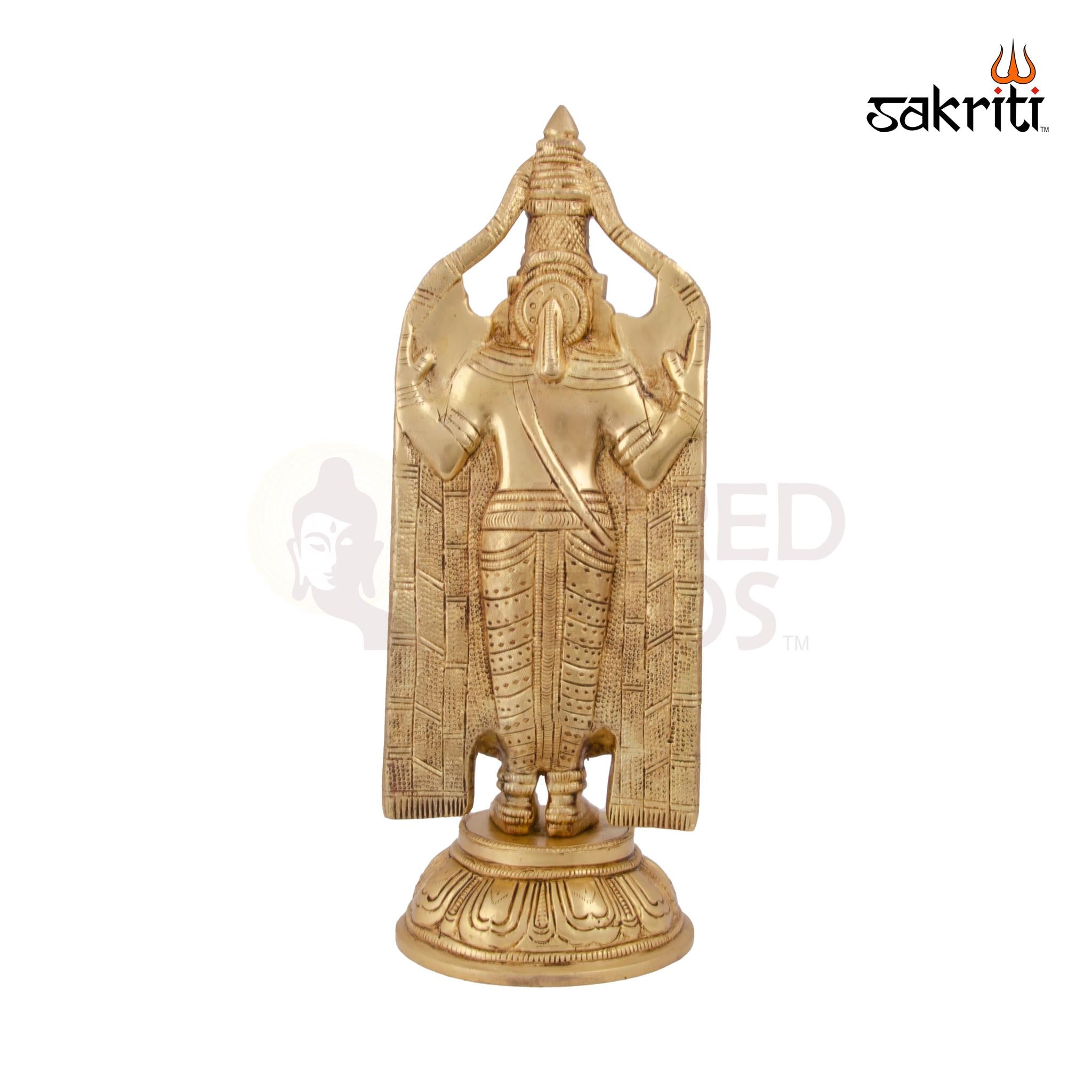Brass Balaji Idol – 12.5 Inch Height | Lord Venkateswara Brass Statue for Tirupati Pooja & Spiritual Decor