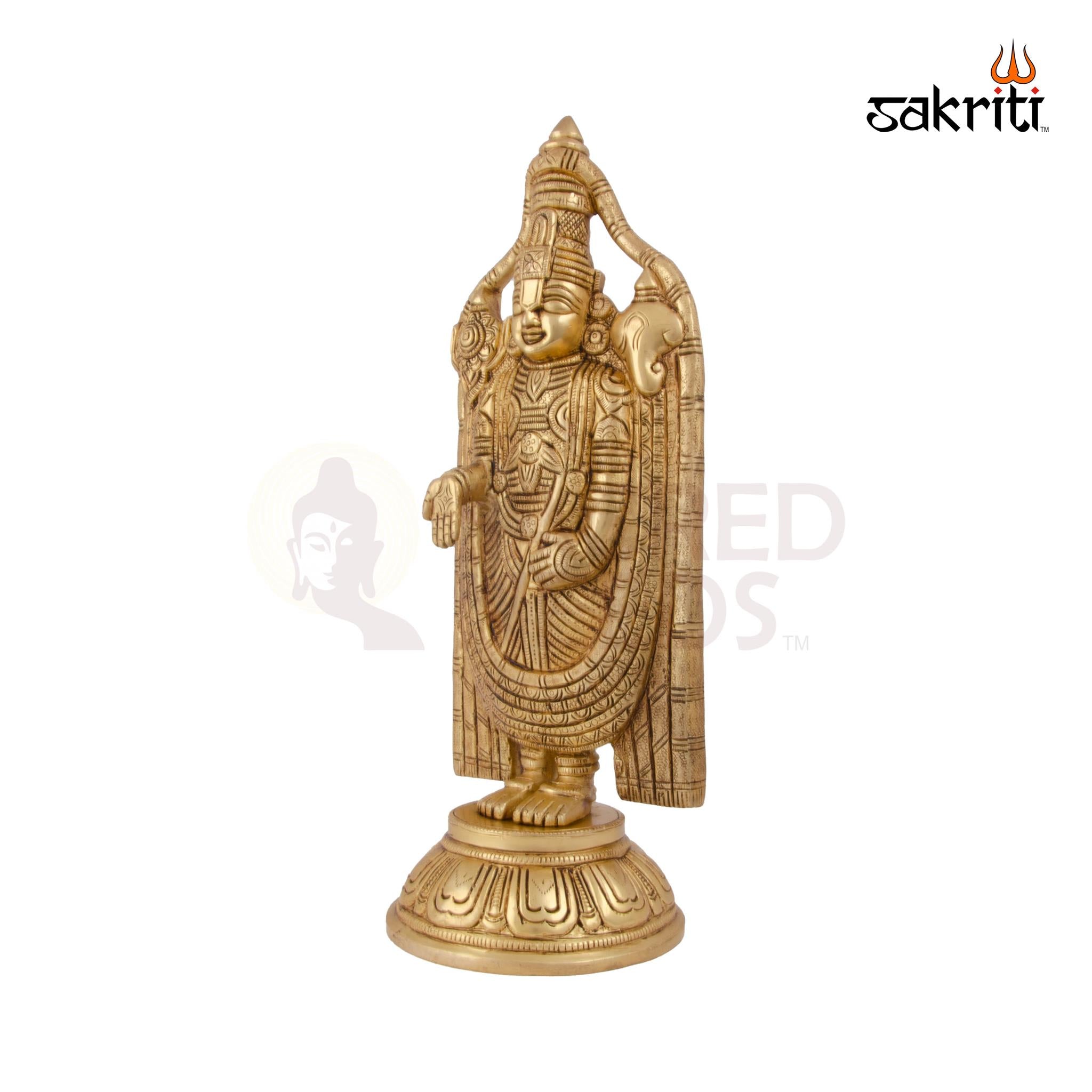 Brass Balaji Idol – 12.5 Inch Height | Lord Venkateswara Brass Statue for Tirupati Pooja & Spiritual Decor