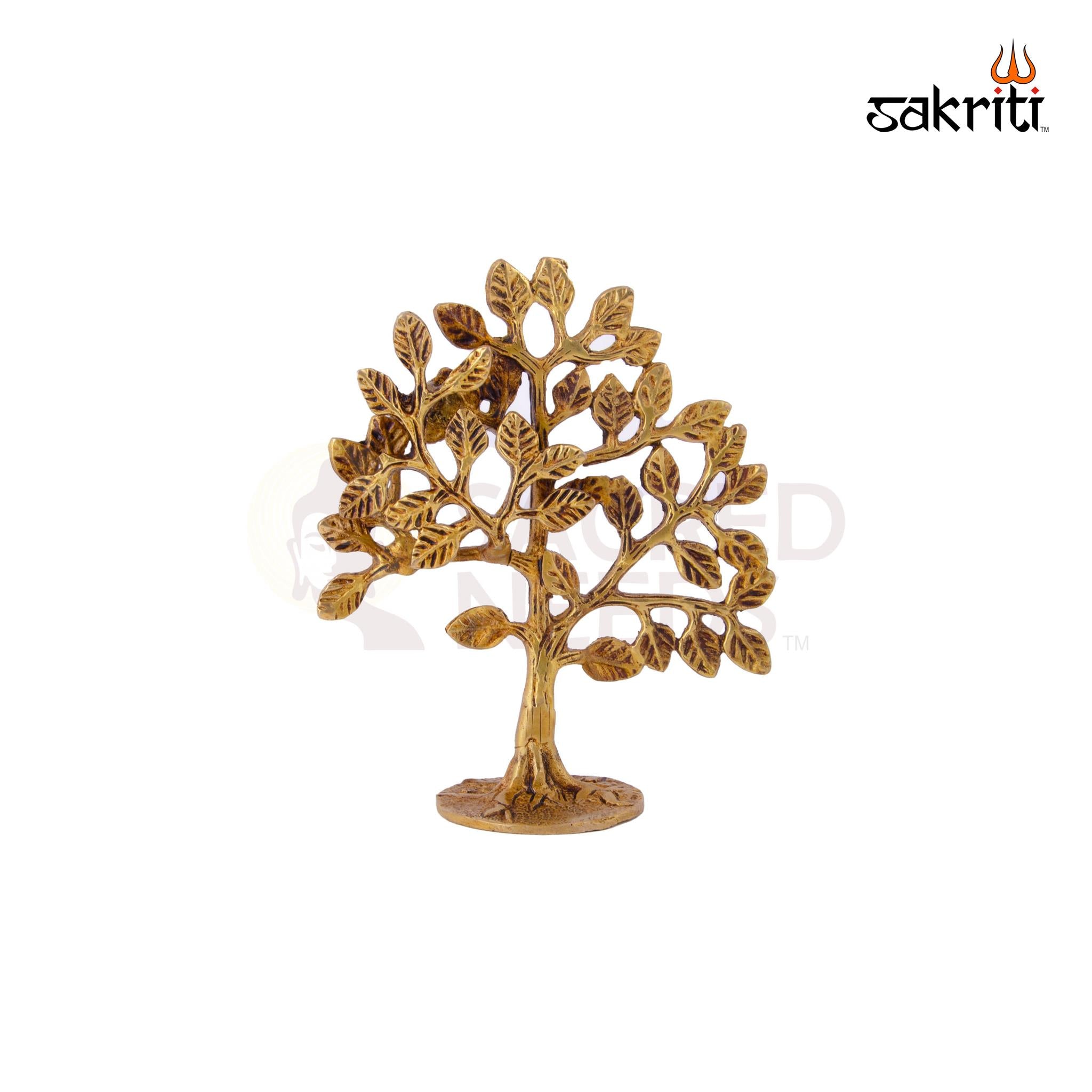 Brass Tree – 6.5 Inch Height | Decorative Brass Tree for Pooja &amp; Spiritual Decor