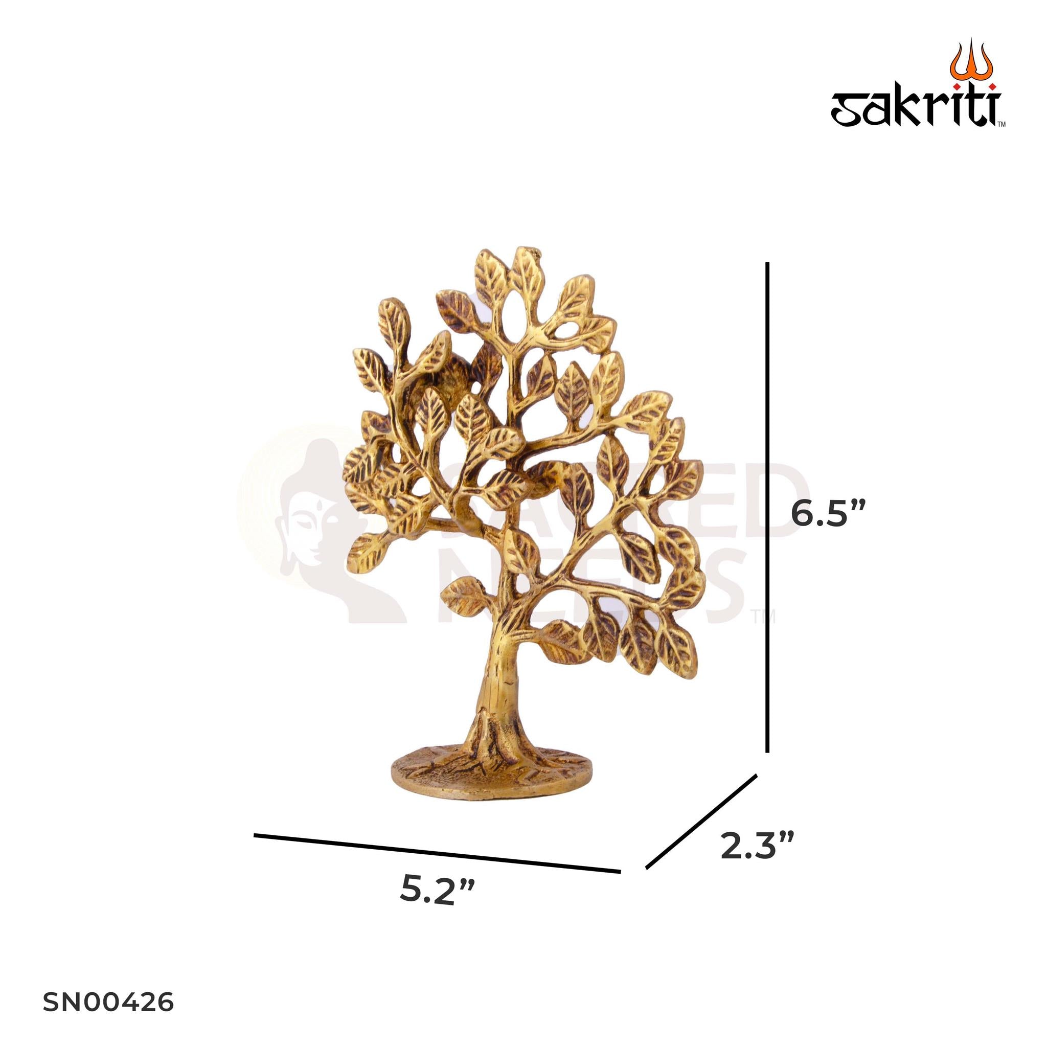 Brass Tree – 6.5 Inch Height | Decorative Brass Tree for Pooja &amp; Spiritual Decor