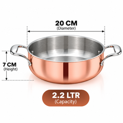 Pradeep Triply 2 Handles Casserole Pot with Copper