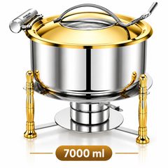 Triply Chafer with Stand | Gold Lid & Gold Legs