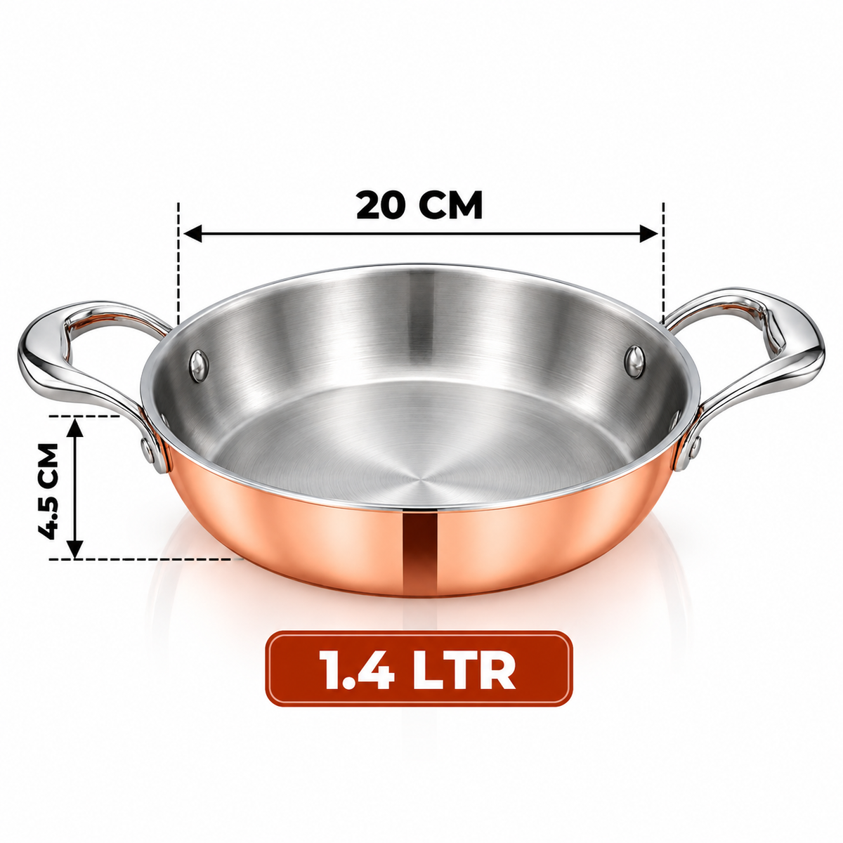 Pradeep Triply 2 Handles Fry Pan with Copper