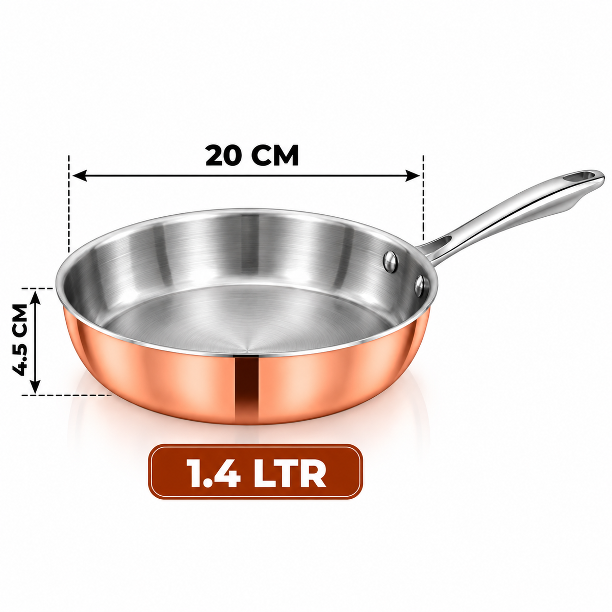 Pradeep Triply Long Handle Fry Pan with Copper