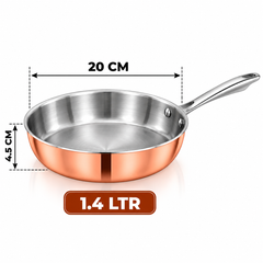 Pradeep Triply  Fry Pan with Copper Long Handle