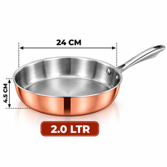 Pradeep Triply  Fry Pan with Copper Long Handle
