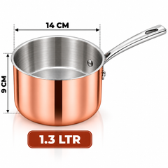 Triply Long Handle Sauce Pan with Copper